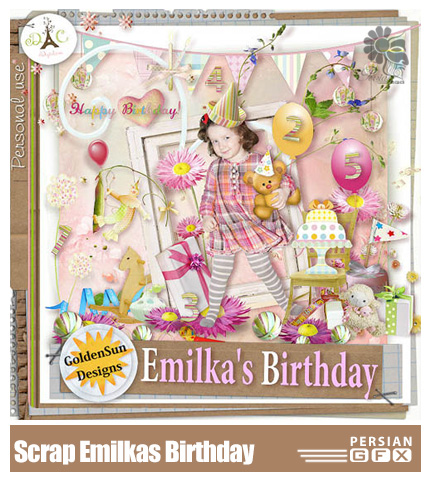 دانلود کلیپ آرت عناصر تزئینی تولد، تکسچر - Scrap Emilkas Birthday