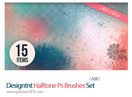 دانلود براش فتوشاپ ترام های متنوع - Designtnt Halftone Ps Brushes Set