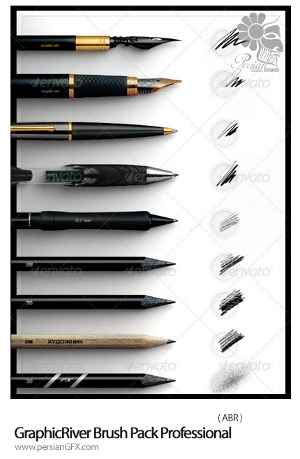 دانلود براش فتوشاپ قلم های متنوع از گرافیک ریور - GraphicRiver Brush Pack Professional