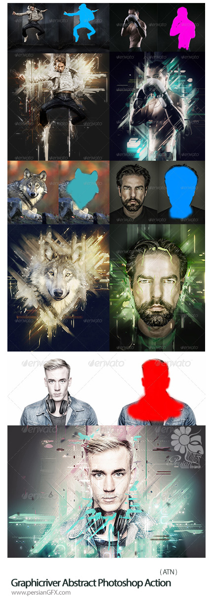 دانلود اکشن فتوشاپ ایجاد افکت انتزاعی بر روی تصاویر از گرافیک ریور - Graphicriver Abstract Photoshop Action