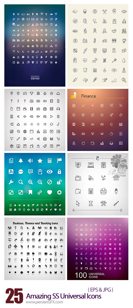دانلود تصاویر وکتور آیکون های متنوع از شاتر استوک - Amazing ShutterStock Universal Icons
