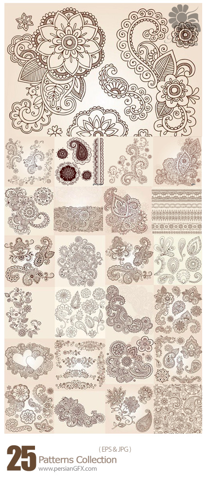 دانلود مجموعه تصاویر وکتور پترن گلدار - Patterns Collection
