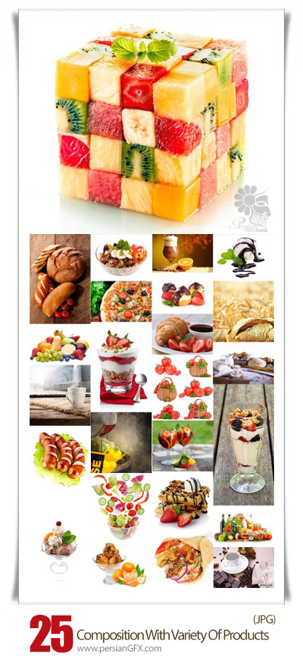 دانلود تصاویر با کیفیت ترکیب محصولات غذایی متنوع با یکدیگر - Composition With Variety Of Products