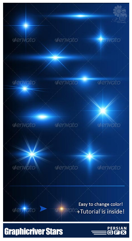 دانلود تصاویر لایه باز ستاره های متنوع از گرافیک یور - Graphicriver Stars