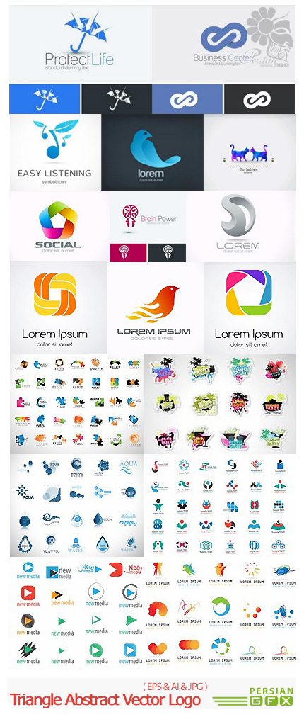 دانلود مجموعه تصاویر وکتور قالب آماده آرم و لوگوی انتزاعی - Triangle Abstract Vector Logo Design Template