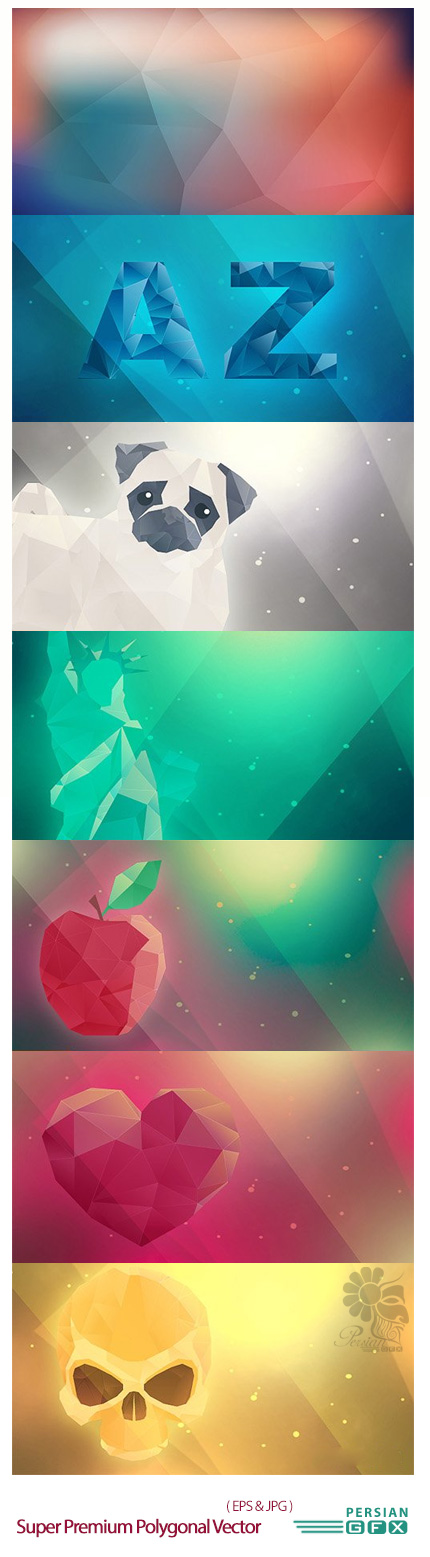 دانلود مجموعه تصاویر وکتور اشکال متنوع چند ضلعی - Super Premium Polygonal Vector Elements Bundle