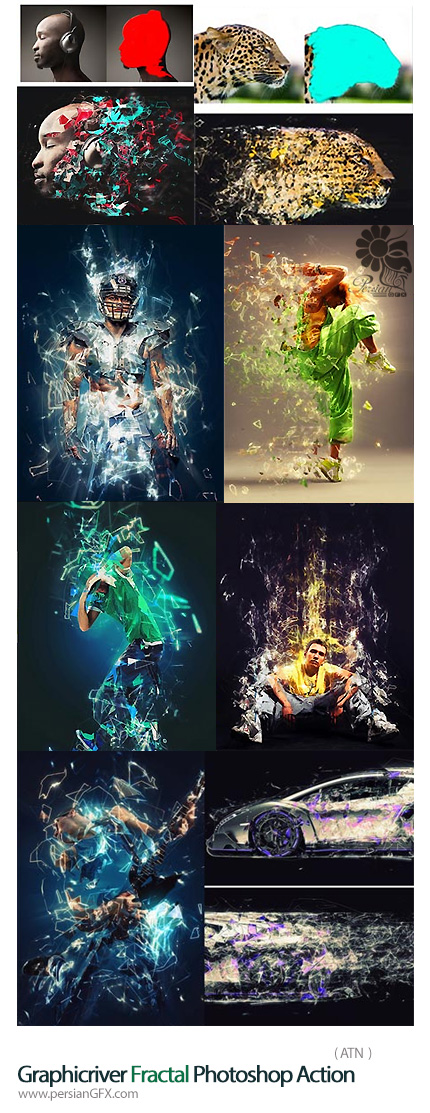 دانلود اکشن فتوشاپ ایجاد افکت فراکتال بر روی تصاویر از گرافیک ریور - Graphicriver Fractal Photoshop Action