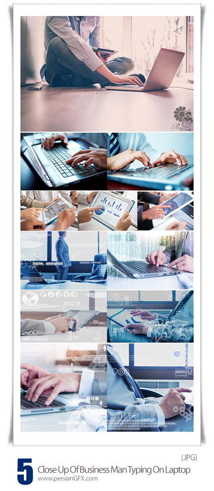 دانلود تصاویر نزدیک با کیفیت از تاجران در حال کار با لپ تاپ - Stock Photo Close Up Of Business Man Typing On Laptop