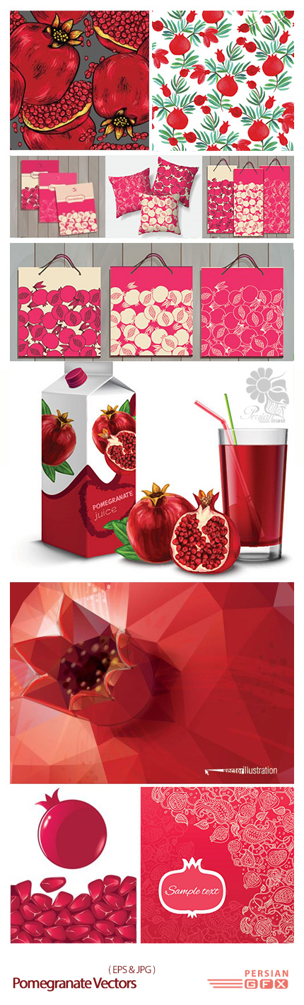 دانلود تصاویر وکتور عناصر طراحی انار شب یلدا - Pomegranate Vectors
