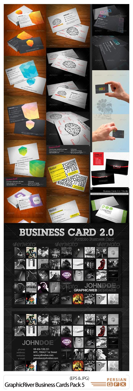 دانلود مجموعه تصاویر لایه باز کارت ویزیت های فانتزی از گرافیک ریور - GraphicRiver Business Cards Pack 5 