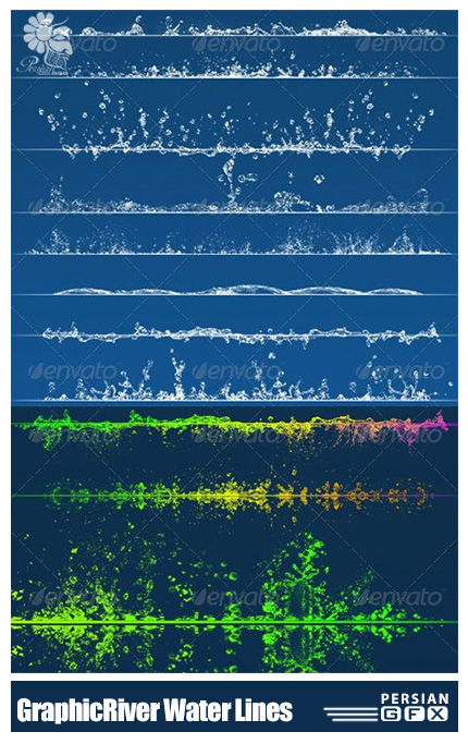 دانلود کلیپ آرت تصاویر لایه باز خطوط آب از گرافیک ریور - GraphicRiver Water Lines