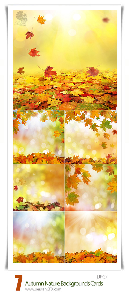 دانلود تصاویر با کیفیت فریم با پس زمینه پاییزی - Autumn Nature Backgrounds Cards