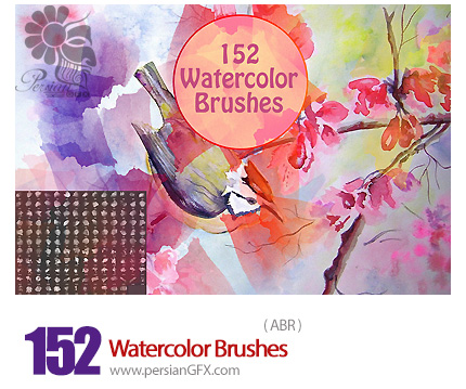 دانلود 152 براش آبرنگی متنوع - Creativemarket 152 Watercolor Brushes