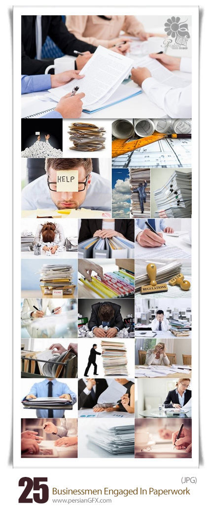 دانلود تصاویر با کیفیت تاجران درگیر در تشریفات اداری - Businessmen Engaged In Paperwork Stock Images