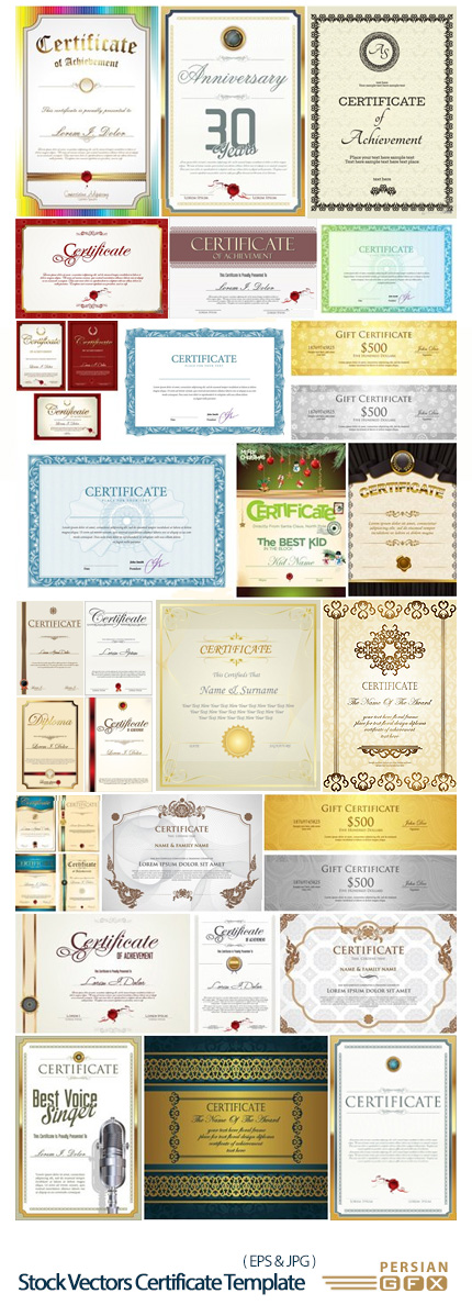 دانلود تصاویر وکتور قالب های آماده گواهی نامه، تقدیرنامه، دیپلم - Stock Vectors Certificate Template