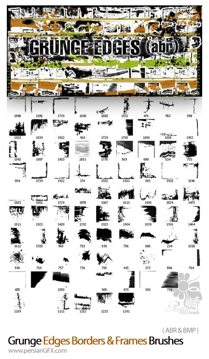 دانلود براش فتوشاپ قاب و حاشیه های قدیمی - Grunge Edges Borders And Frames Brushes For Photoshop