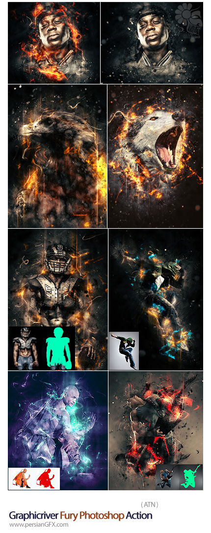 دانلود اکشن فتوشاپ ایجاد افکت های انتزاعی خشم بر روی تصاویر از گرافیک ریور - Graphicriver Fury Photoshop Action