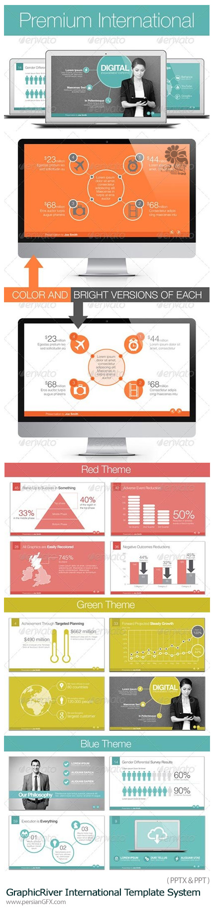  دانلود مجموعه قالب های آماده دیجیتالی پاورپوینت از گرافیک ریور - GraphicRiver Premium International Template System
