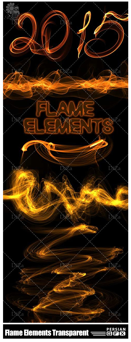 دانلود کلیپ آرت شعله های متنوع آتش در پس زمینه شفاف از گرافیک ریور - Flame Elements On A Transparent Background