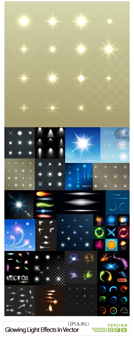 دانلود تصاویر وکتور افکت های نورانی درخشان - Glowing Light Effects In Vector From Stock