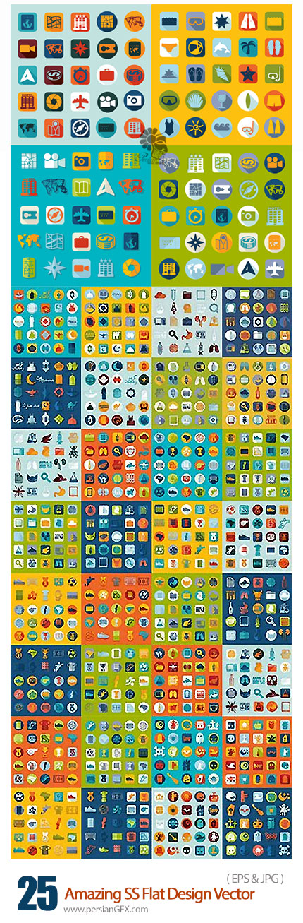دانلود تصاویر وکتور آیکون های متنوع تخت از شاتر استوک - Amazing ShutterStock Flat Design Vector Collection