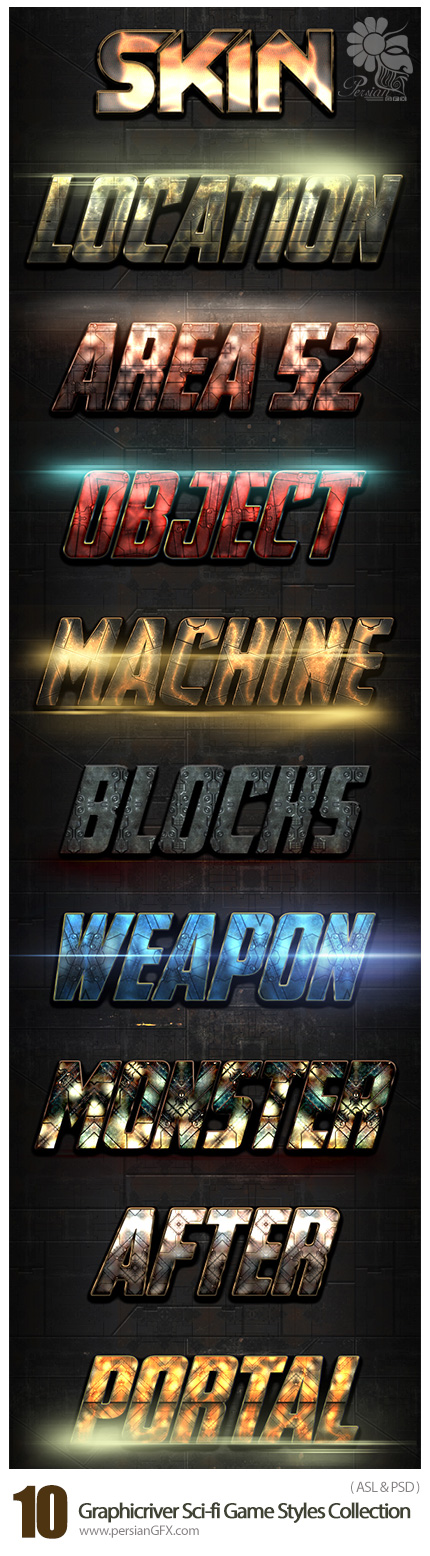دانلود استایل فتوشاپ با افکت های بازی از گرافیک ریور - Graphicriver Sci-fi Game Styles Collection