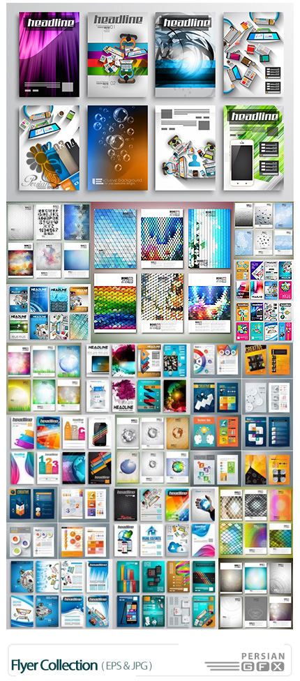 دانلود تصاویر وکتور بروشورهای تجاری فانتزی - Flyer Collection
