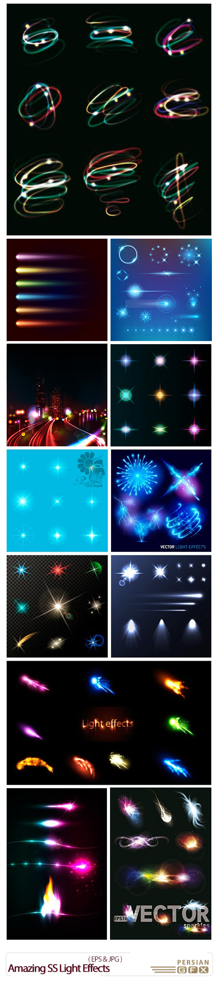 دانلود تصاویر وکتور افکت های نورانی متنوع از شاتر استوک - Amazing ShutterStock Light Effects