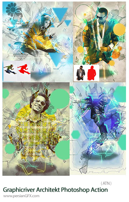 دانلود اکشن فتوشاپ ایجاد افکت اشکال هندسی بر روی تصاویر از گرافیک ریور - Graphicriver Architekt Photoshop Action