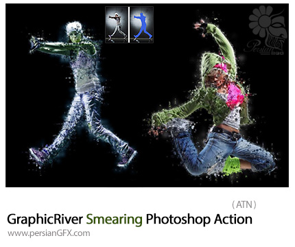 دانلود اکشن فتوشاپ ایجاد افکت لکه های درخشان از گرافیک ریور - GraphicRiver Smearing Photoshop Action