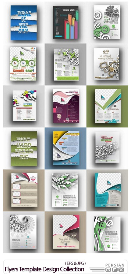 دانلود تصاویر وکتور بروشورهای فانتزی متنوع - Flyers Template Design Collection