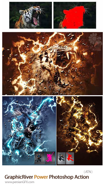دانلود اکشن فتوشاپ ایجاد افکت قدرت بر روی تصاویر از گرافیک ریور - GraphicRiver Power Photoshop Action