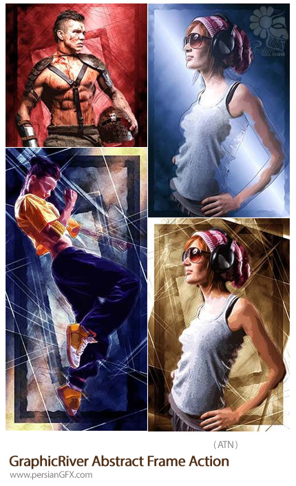 دانلود اکشن فتوشاپ ایجاد فریم انتزاعی بر روی تصاویر از گرافیک ریور - GraphicRiver Abstract Frame Photoshop Action