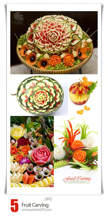 دانلود تصاویر با کیفیت طرح های کنده کاری میوه های تزئینی - Fruit carving
