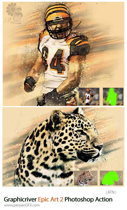 دانلود اکشن فتوشاپ ایجاد افکت درخشش حماسه بر روی تصاویر از گرافیک ریور - Graphicriver Epic Art 2 Photoshop Action