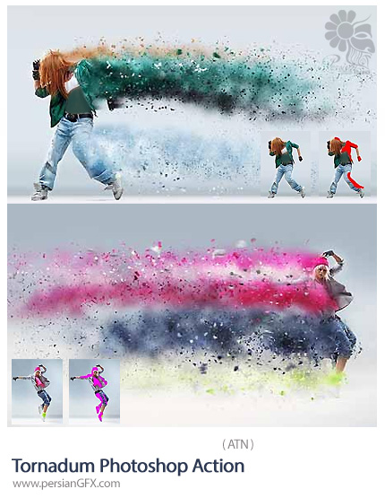 دانلود اکشن فتوشاپ ایجاد افکت گرد و غبار بر روی تصاویر - Tornadum Photoshop Action