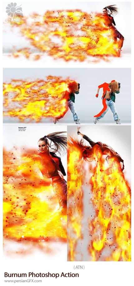 دانلود اکشن فتوشاپ ایجاد افکت سوختن بر روی تصاویر - Burnum Photoshop Action