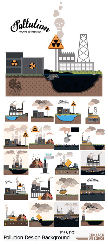 دانلود تصاویر وکتور پس زمینه گرافیکی آلودگی هوا - Pollution Design Background Vector Illustration