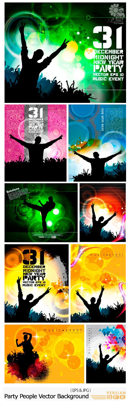 دانلود تصاویر وکتور پس زمینه مهمانی و سایه مردم - Stock Vectors Party People Vector Background