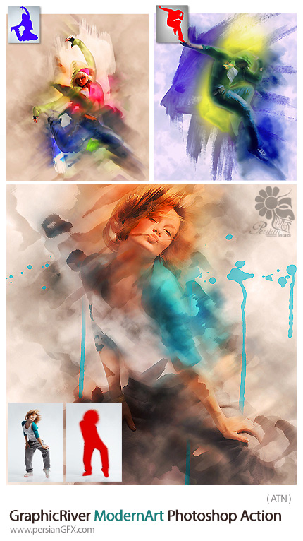  دانلود اکشن فتوشاپ ایجاد افکت هنری بر روی تصاویر از گرافیک ریور - GraphicRiver ModernArt Photoshop Action