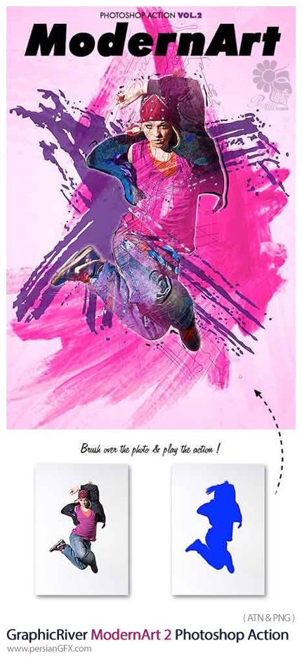 دانلود اکشن فتوشاپ ایجاد افکت هنری آبرنگی بر روی تصاویر از گرافیک ریور - GraphicRiver ModernArt 2 Photoshop Action