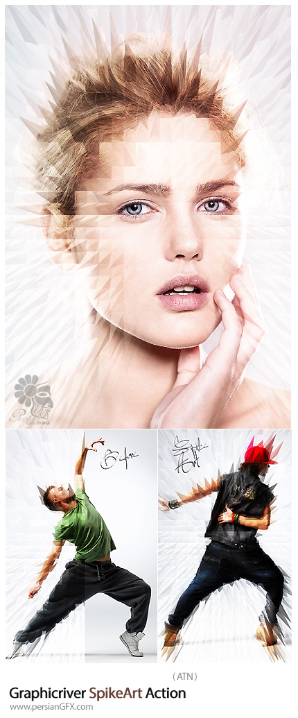 دانلود اکشن فتوشاپ ایجاد افکت هنری اشکال لبه تیز بر روی تصاویر از گرافیک ریور - Graphicriver SpikeArt Action