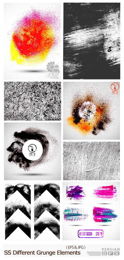 دانلود تصاویر وکتور عناصر طراحی گرانج از شاتر استوک - Amazing ShutterStock Different Grunge Elements