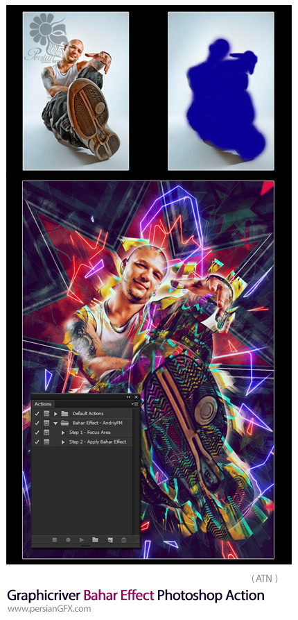 دانلود اکشن فتوشاپ ایجاد افکت انتزاعی بر روی تصاویر از گرافیک ریور - Graphicriver Bahar Effect Photoshop Action