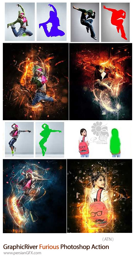 دانلود اکشن فتوشاپ ایجاد افکت انتزاعی خشن بر روی تصاویر از گرافیک ریور - GraphicRiver Furious Photoshop Action