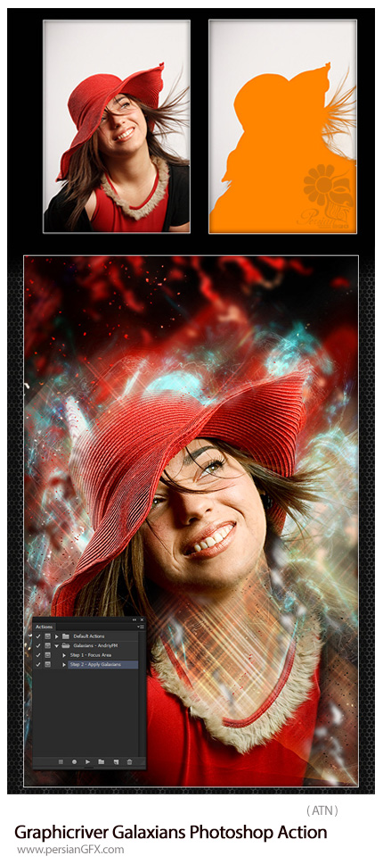 دانلود اکشن فتوشاپ ایجاد افکت انتزاعی بر روی تصاویر از گرافیک ریور - Graphicriver Galaxians Photoshop Action