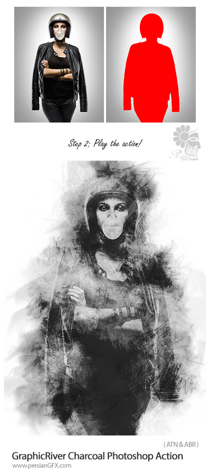 دانلود اکشن فتوشاپ ایجاد افکت زغالی بر روی تصاویر از گرافیک ریور - GraphicRiver Charcoal Photoshop Action