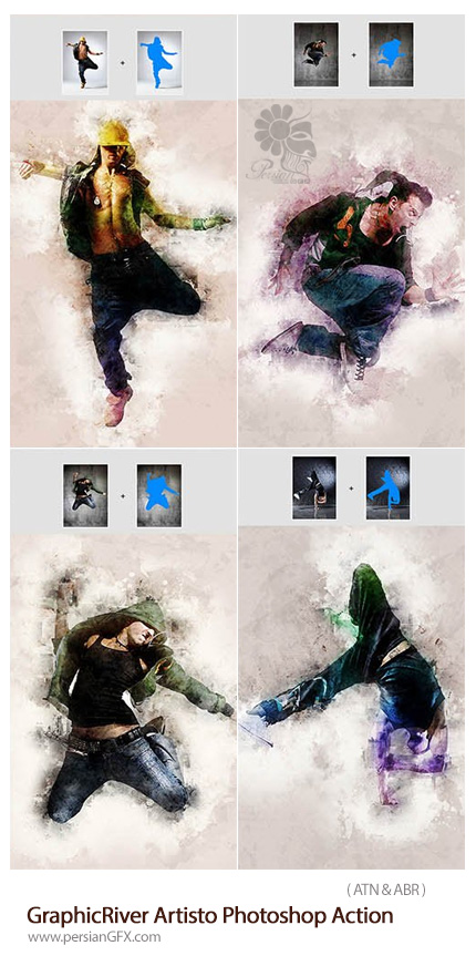 دانلود اکشن فتوشاپ ایجاد افکت هنری بر روی تصاویر از گرافیک ریور - GraphicRiver Artisto Photoshop Action