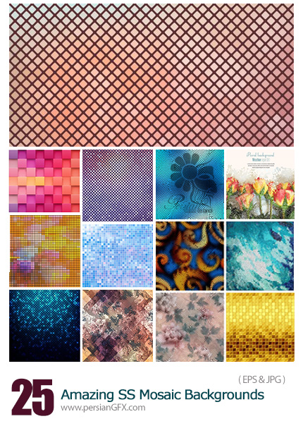 دانلود تصاویر وکتور پس زمینه های موزاییکی از شاتر استوک - Amazing ShutterStock Mosaic Backgrounds