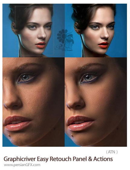 دانلود اکشن فتوشاپ رتوش آسان تصاویر از گرافیک ریور - Graphicriver Easy Retouch Panel And Actions